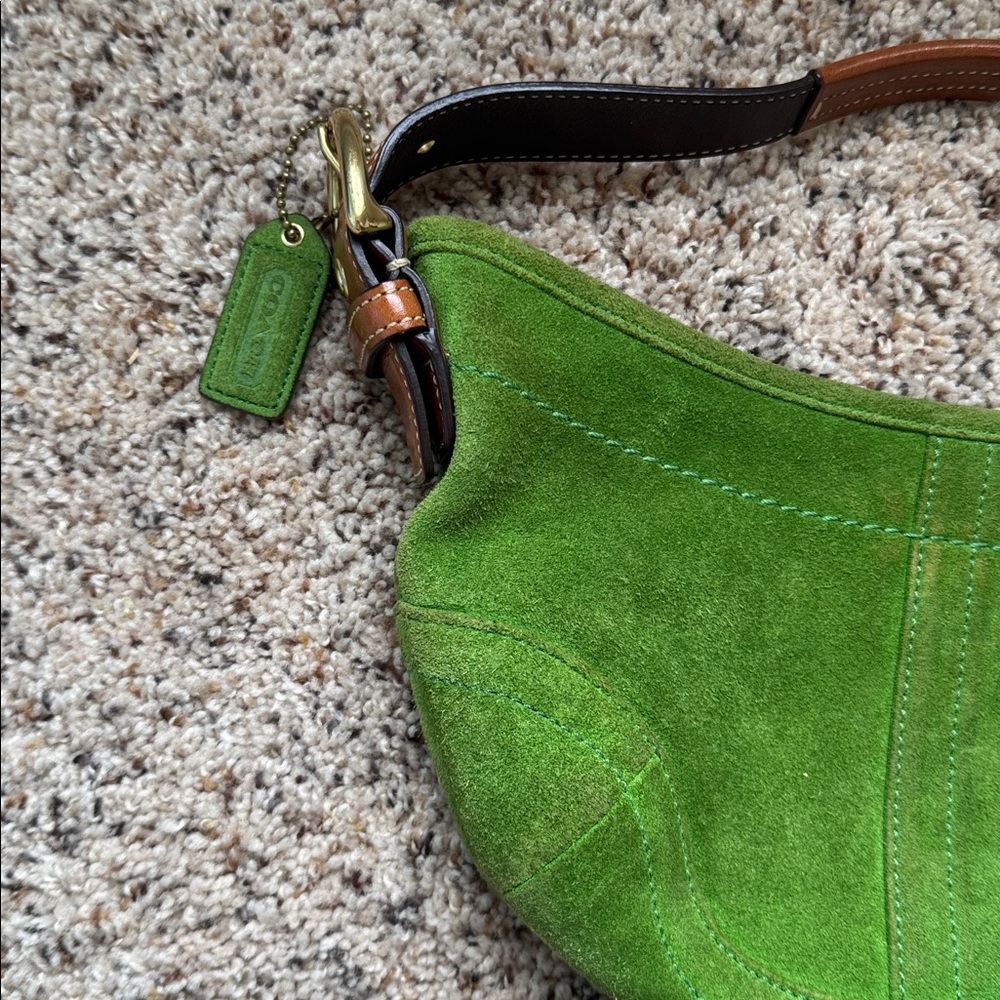 Coach Green Suede Shoulder Bag - Picture 5 of 6